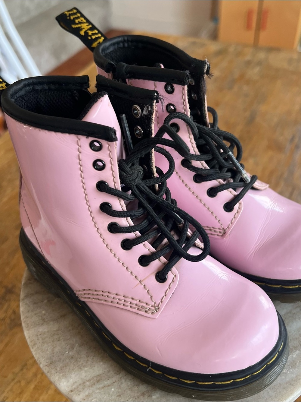 Dr. Martens 1460 8-Eye Patent Boot Toddler 9 Pale Pink glossy fairy grunge girly